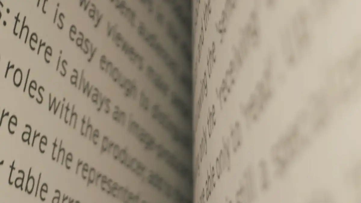 An open book, close up