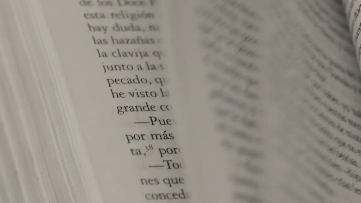 Pages of an open book, close up