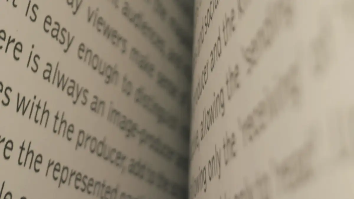 An open book, close up