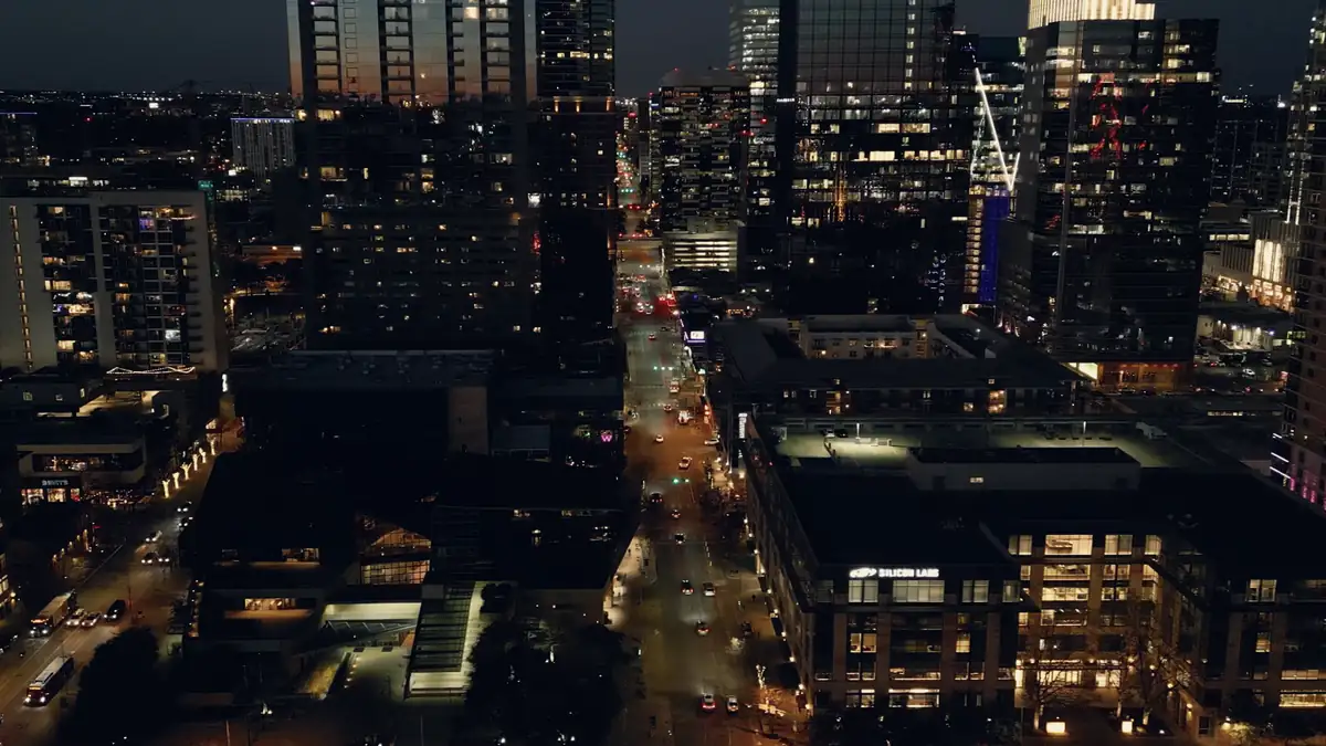 A city at night seen from above
