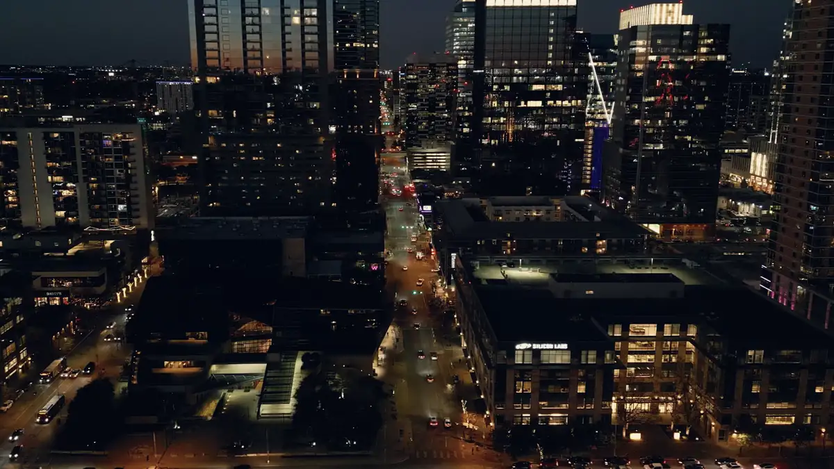 A city at night seen from above