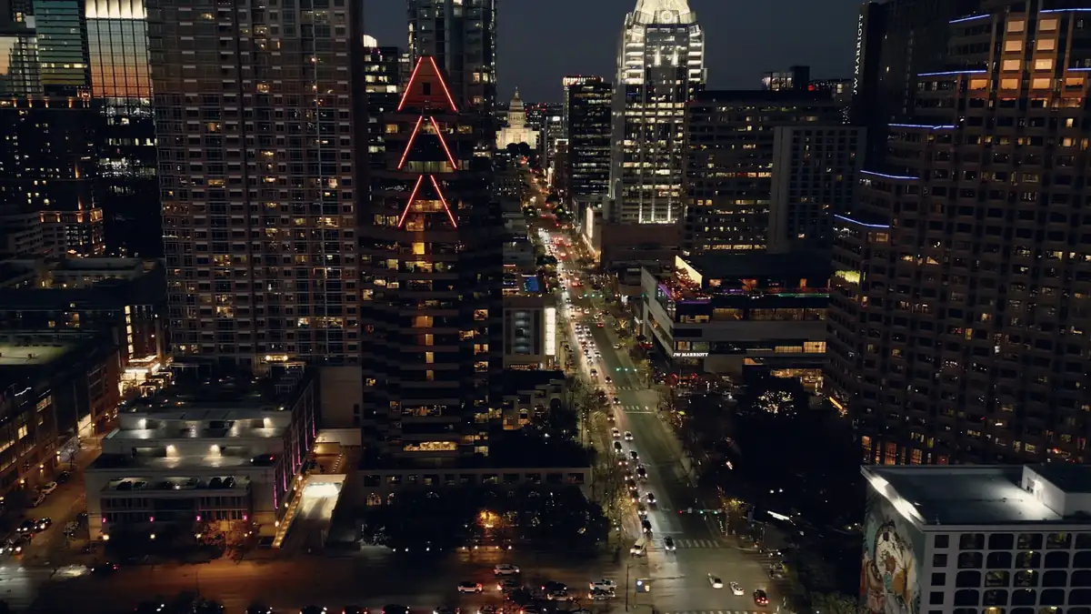 A city at night seen from above