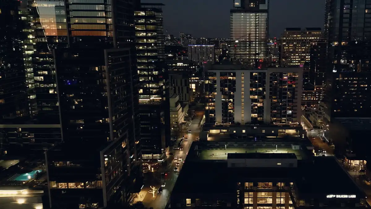 A city at night seen from above