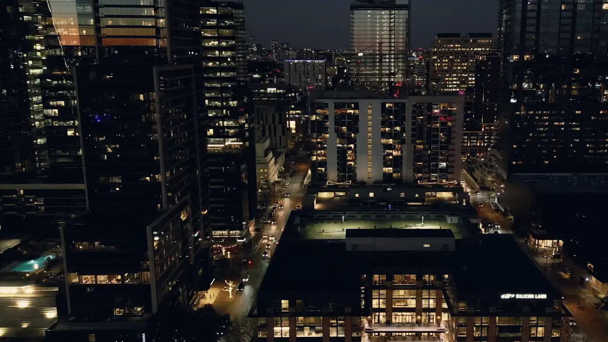 A city at night seen from above