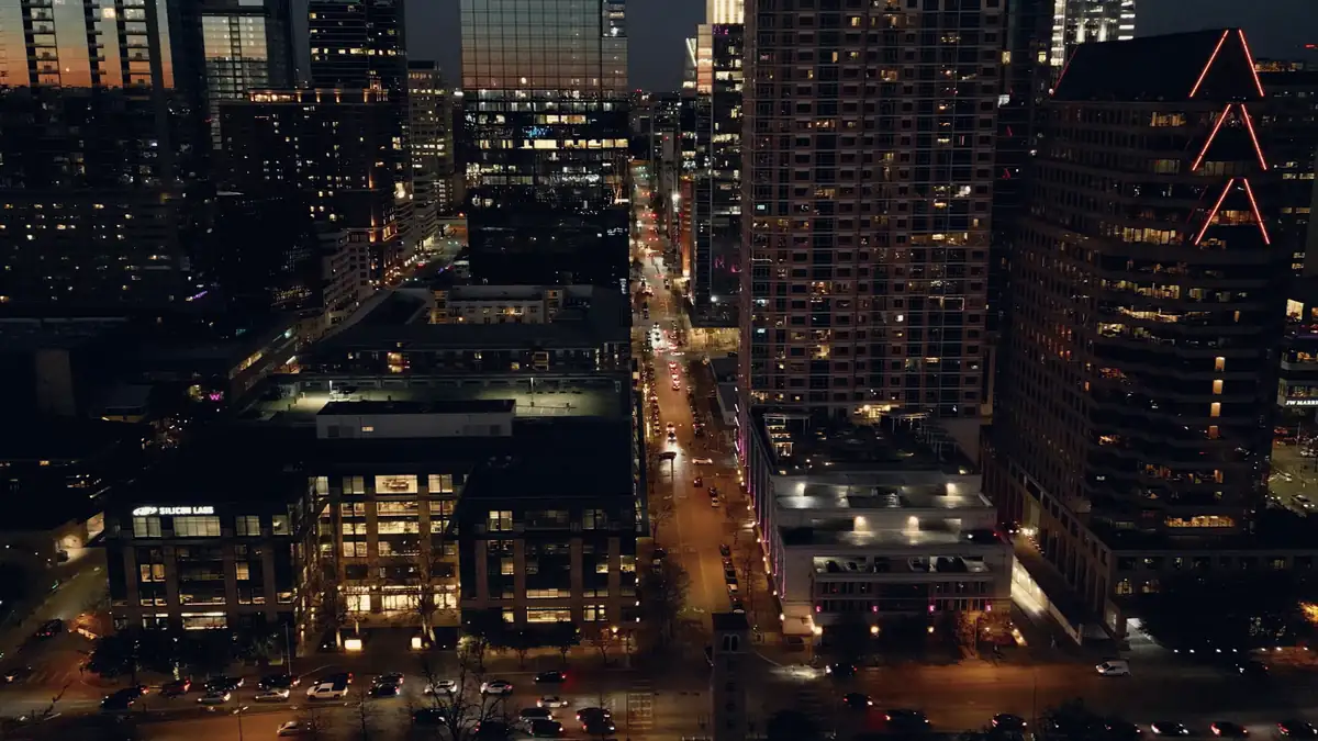 A city at night seen from above